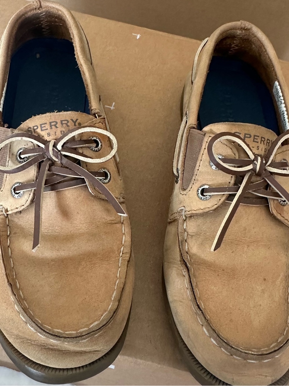 Sperry Men's Tan Suede Moc Toe Boat Shoes